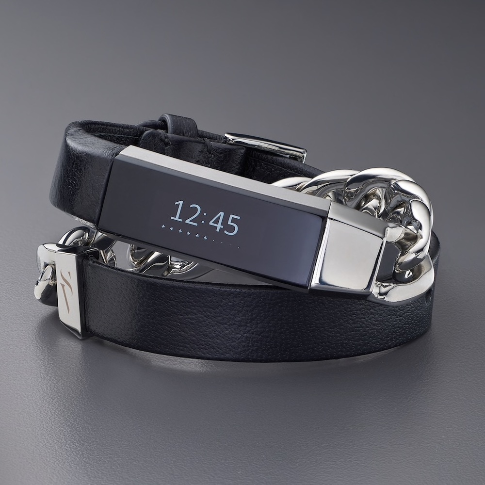 Simply Vera Wang Double Wrap Leather Metal Fitbit - Picture 1 of 8